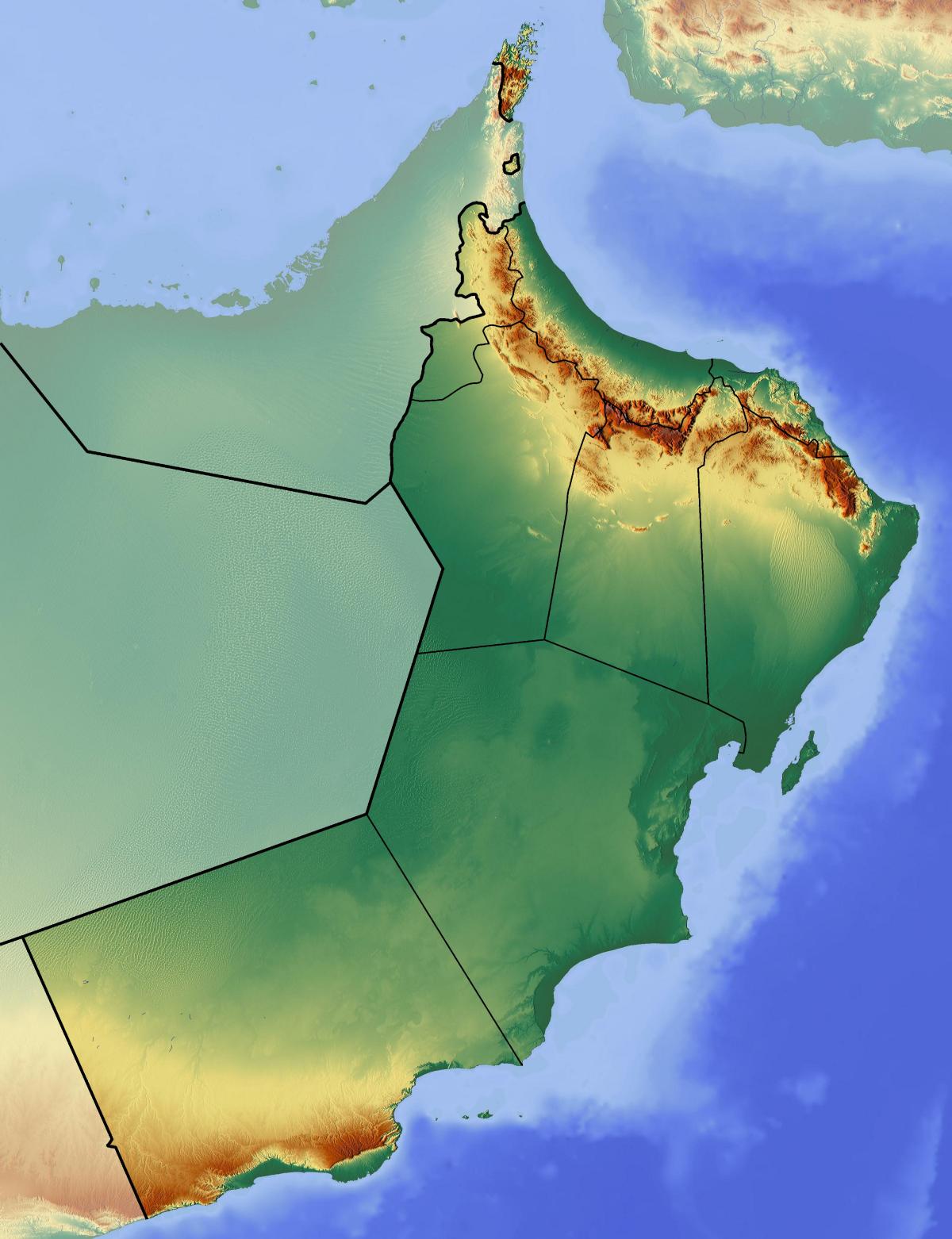 نقشہ عمان کے topographic