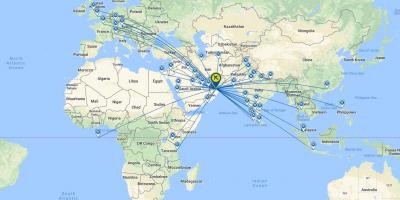 عمان ایئر کی پرواز کے راستے کا نقشہ